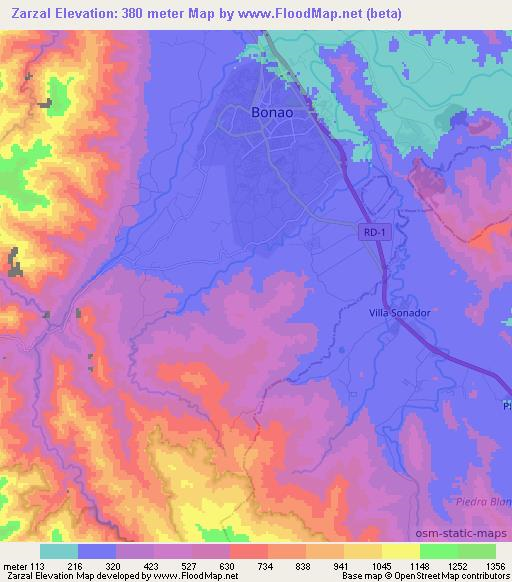 Zarzal,Dominican Republic Elevation Map