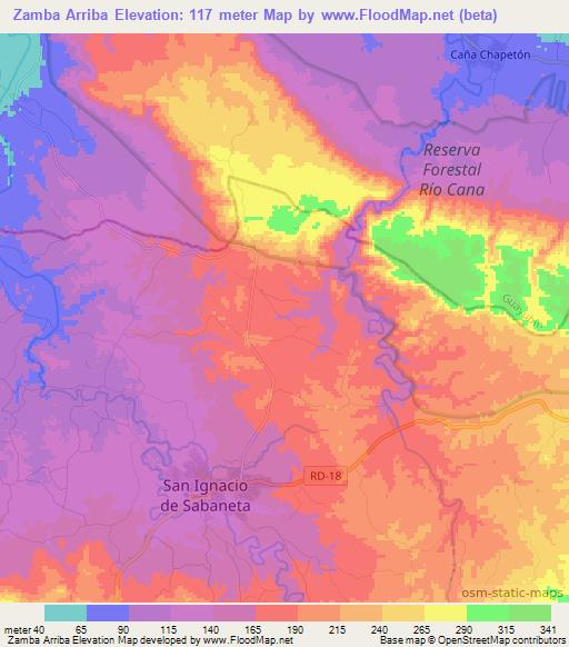 Zamba Arriba,Dominican Republic Elevation Map