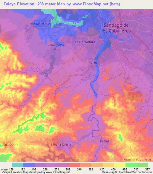 Zalaya,Dominican Republic Elevation Map