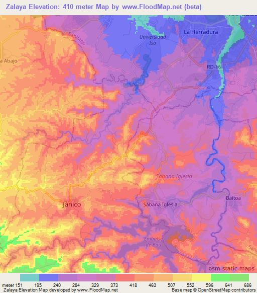 Zalaya,Dominican Republic Elevation Map