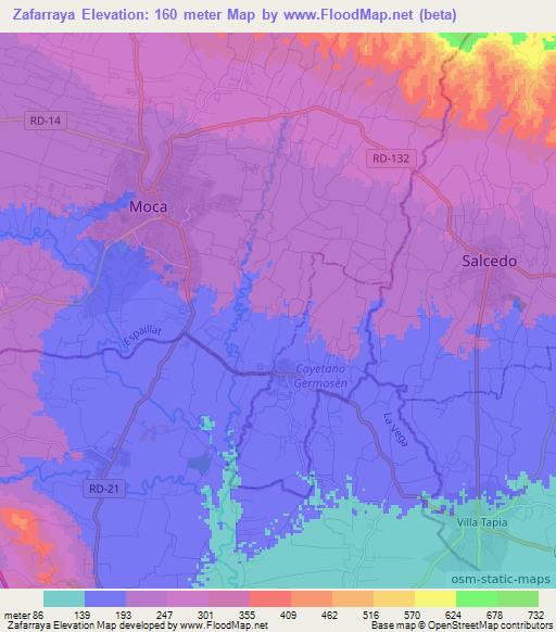 Zafarraya,Dominican Republic Elevation Map