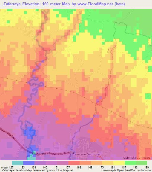 Zafarraya,Dominican Republic Elevation Map