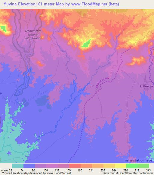 Yuvina,Dominican Republic Elevation Map