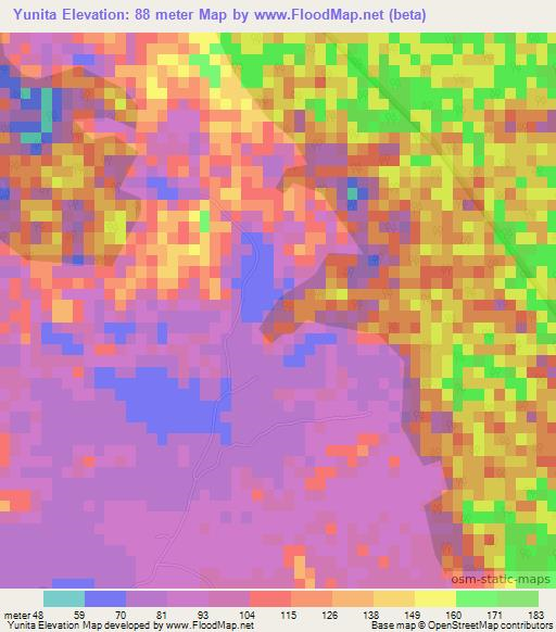 Yunita,Dominican Republic Elevation Map