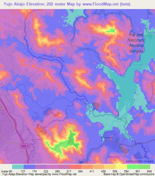 Yujo Abajo,Dominican Republic Elevation Map