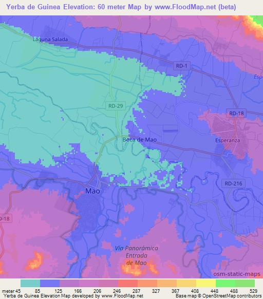 Yerba de Guinea,Dominican Republic Elevation Map