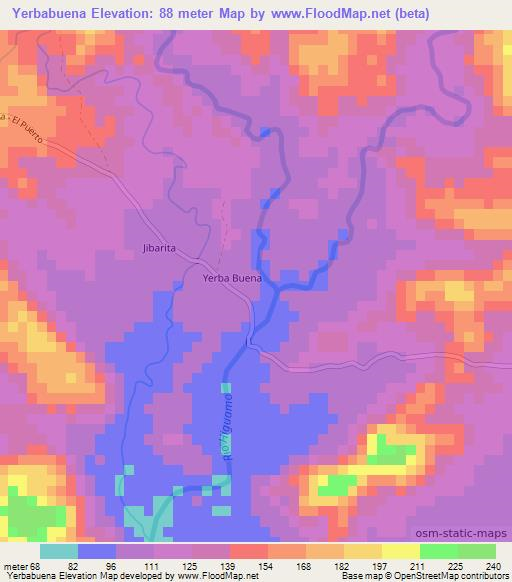 Yerbabuena,Dominican Republic Elevation Map