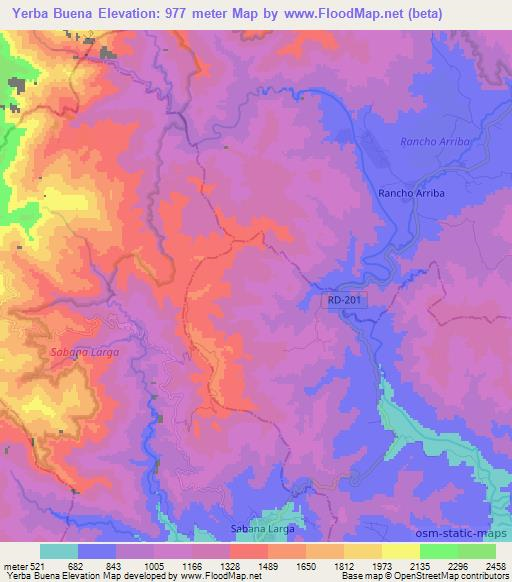 Yerba Buena,Dominican Republic Elevation Map