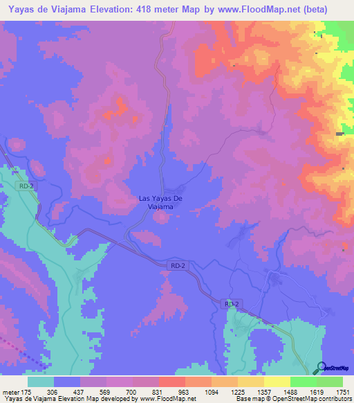 Yayas de Viajama,Dominican Republic Elevation Map