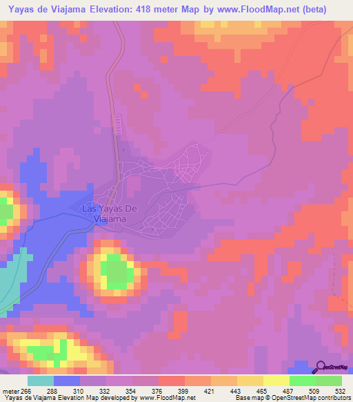 Yayas de Viajama,Dominican Republic Elevation Map