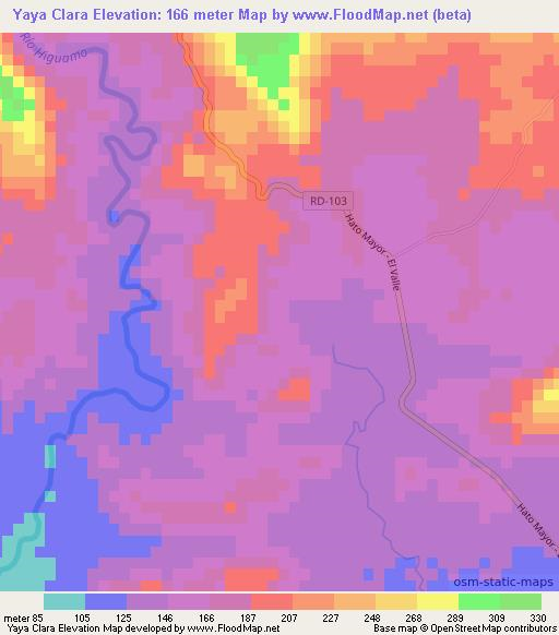 Yaya Clara,Dominican Republic Elevation Map