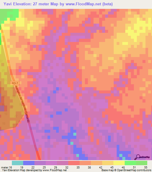 Yavi,Dominican Republic Elevation Map