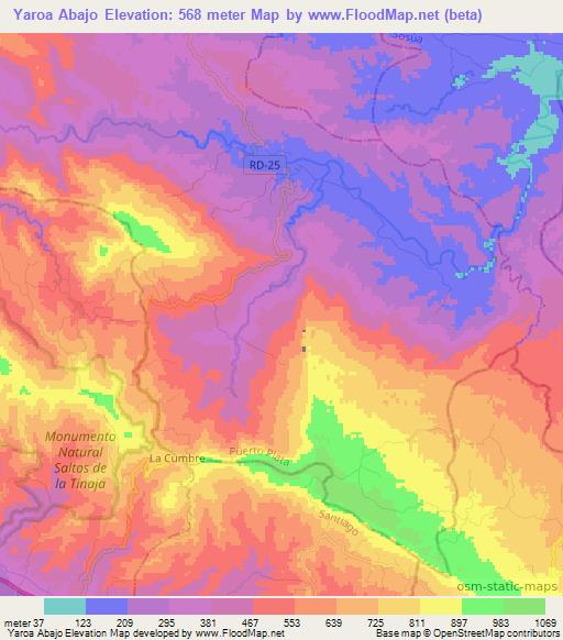 Yaroa Abajo,Dominican Republic Elevation Map