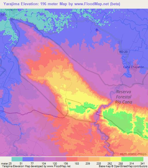 Yarajima,Dominican Republic Elevation Map