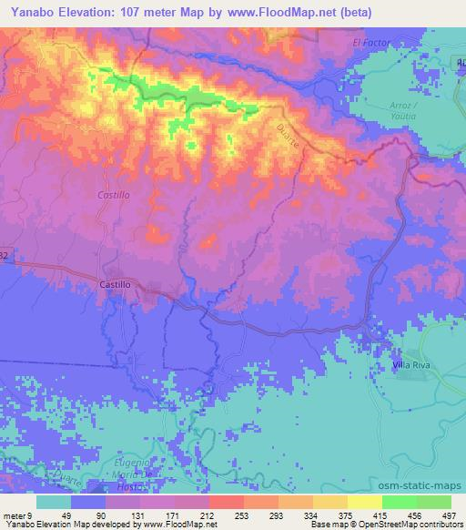 Yanabo,Dominican Republic Elevation Map