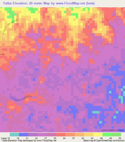 Yaiba,Dominican Republic Elevation Map