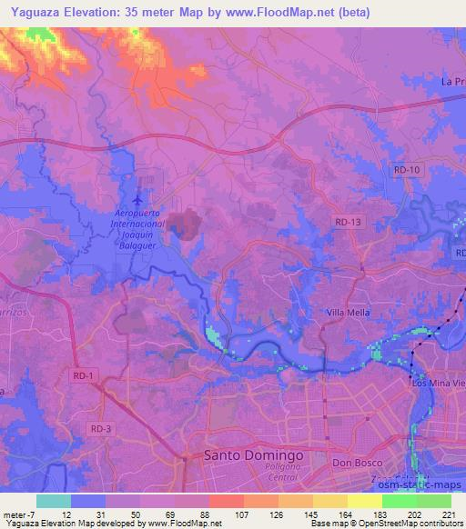 Yaguaza,Dominican Republic Elevation Map