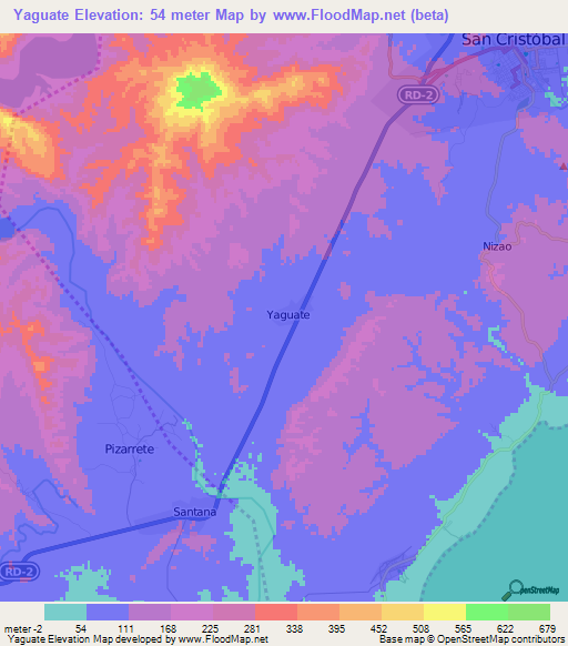 Yaguate,Dominican Republic Elevation Map