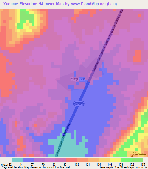 Yaguate,Dominican Republic Elevation Map