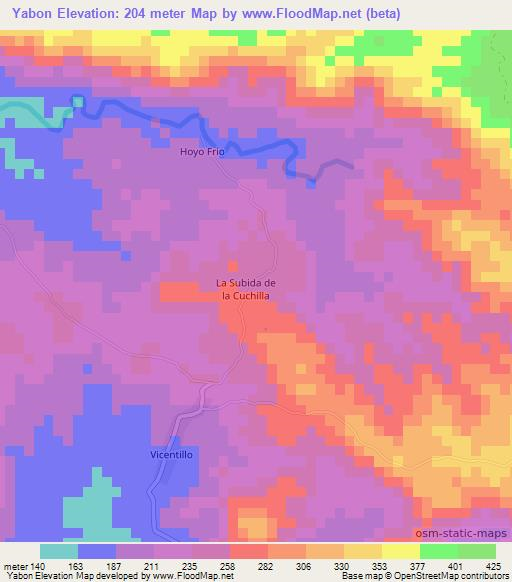 Yabon,Dominican Republic Elevation Map