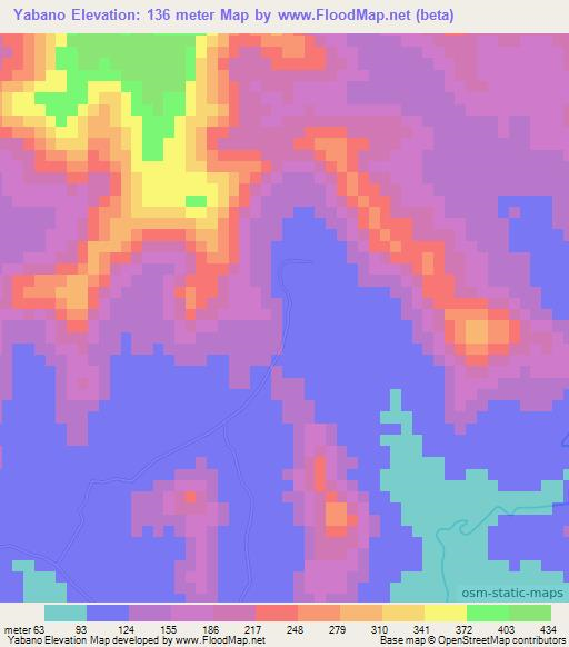 Yabano,Dominican Republic Elevation Map