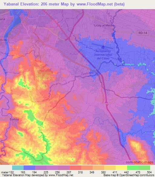 Yabanal,Dominican Republic Elevation Map