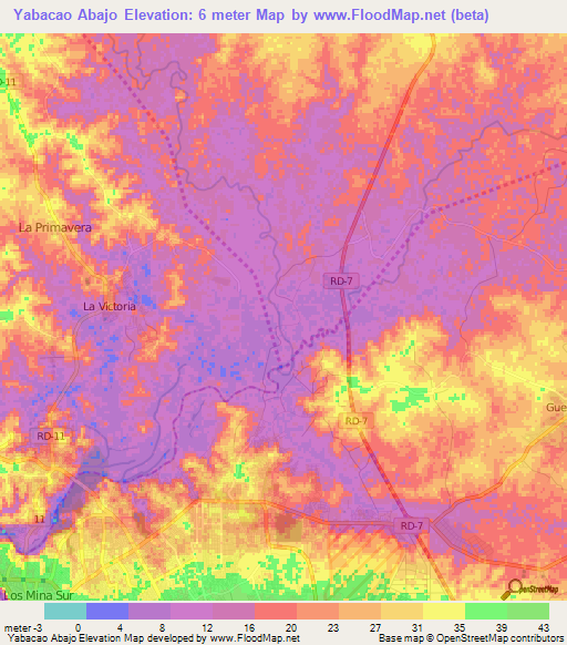 Yabacao Abajo,Dominican Republic Elevation Map