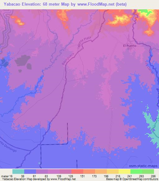 Yabacao,Dominican Republic Elevation Map