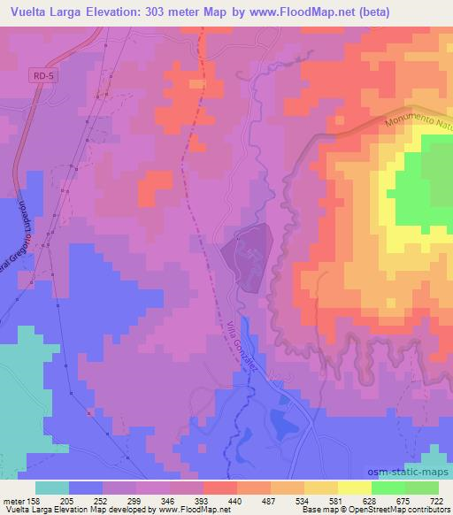 Vuelta Larga,Dominican Republic Elevation Map