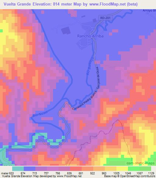 Vuelta Grande,Dominican Republic Elevation Map