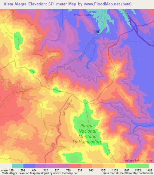 Vista Alegre,Dominican Republic Elevation Map