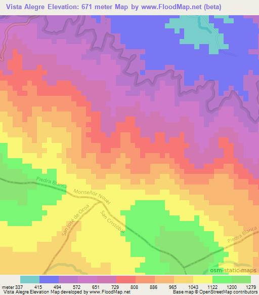 Vista Alegre,Dominican Republic Elevation Map