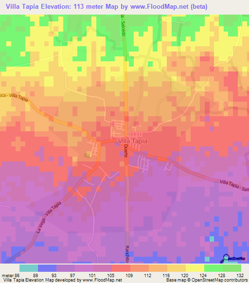 Villa Tapia,Dominican Republic Elevation Map