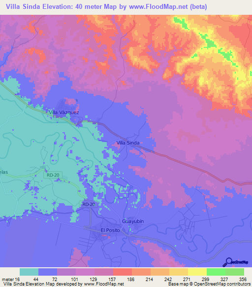 Villa Sinda,Dominican Republic Elevation Map