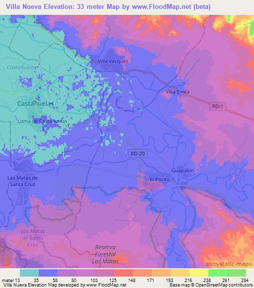 Villa Nueva,Dominican Republic Elevation Map