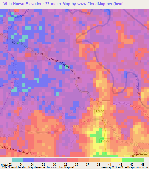 Villa Nueva,Dominican Republic Elevation Map