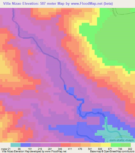 Villa Nizao,Dominican Republic Elevation Map