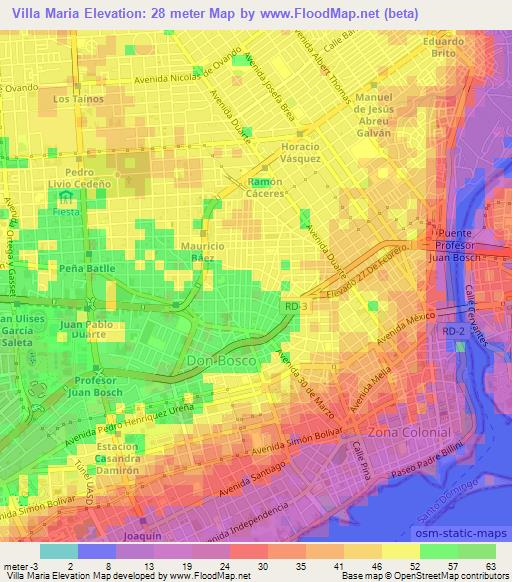 Villa Maria,Dominican Republic Elevation Map