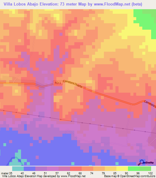 Villa Lobos Abajo,Dominican Republic Elevation Map