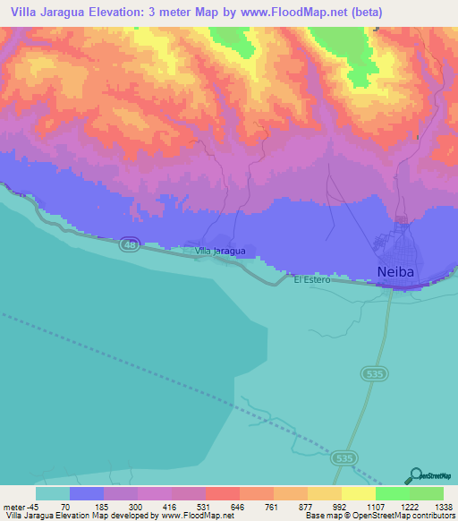 Villa Jaragua,Dominican Republic Elevation Map