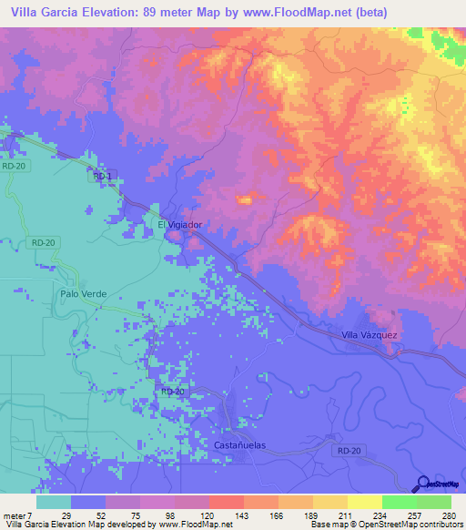 Villa Garcia,Dominican Republic Elevation Map