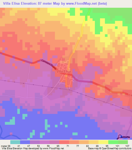 Villa Elisa,Dominican Republic Elevation Map