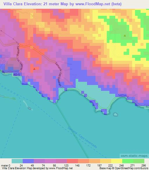 Villa Clara,Dominican Republic Elevation Map