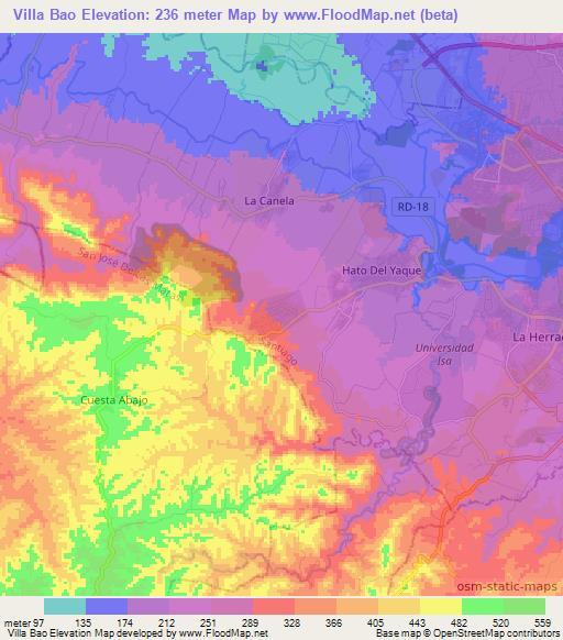 Villa Bao,Dominican Republic Elevation Map