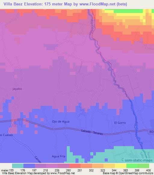 Villa Baez,Dominican Republic Elevation Map