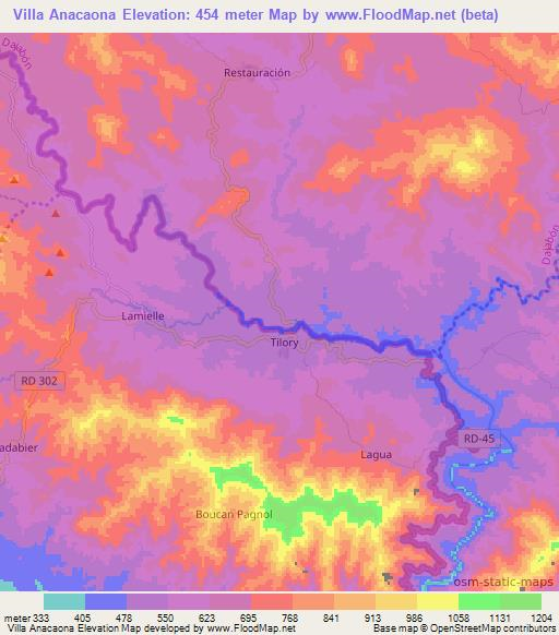 Villa Anacaona,Dominican Republic Elevation Map