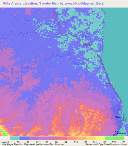 Villa Alegre,Dominican Republic Elevation Map