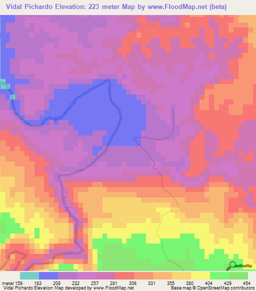 Vidal Pichardo,Dominican Republic Elevation Map