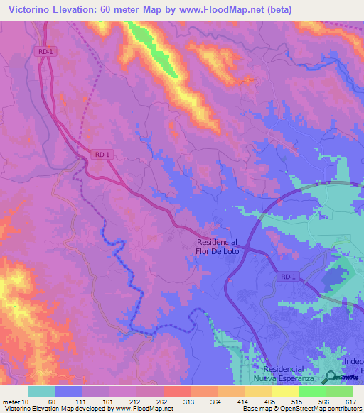 Victorino,Dominican Republic Elevation Map