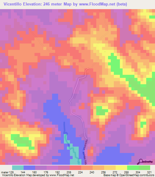 Vicentillo,Dominican Republic Elevation Map